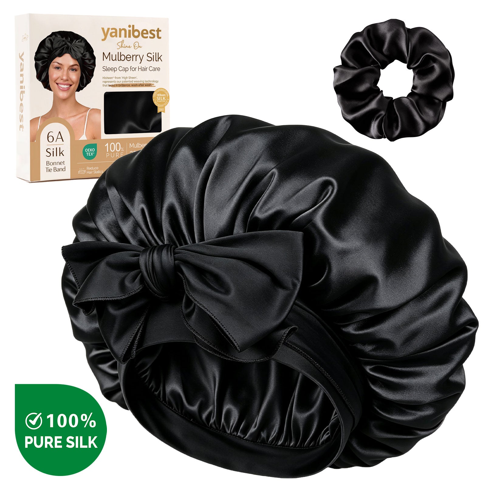 Bonnet en soie de mûrier | Noir 