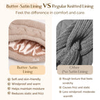 Satin Lined Headbands for Winter - Khaki