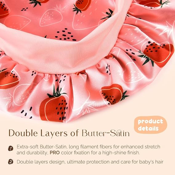 Baby Silk Satin Bonnet Wide Band - Purple+pink