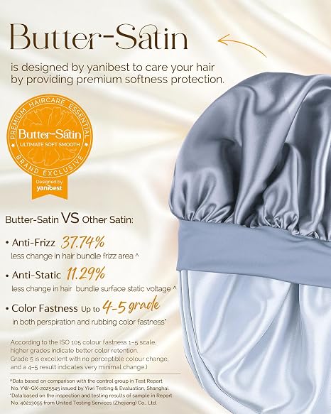 Silk Butter Satin Bonnet For Extra Long Adjustable - Blue