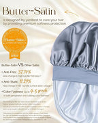 Silk Butter Satin Bonnet For Extra Long Adjustable - Blue