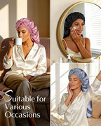 Silk Butter Satin Bonnet For Extra Long Adjustable - Blue
