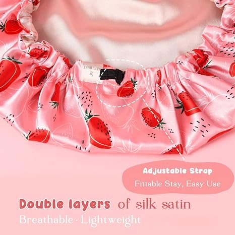 Baby Silk Satin Bonnet Adjustable -  Red Strawberry