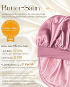 Silk Butter Satin Bonnet For Extra Long Adjustable - Purple Pink