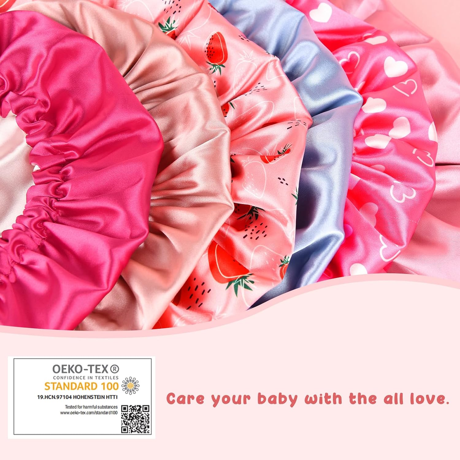 Baby Silk Satin Bonnet Adjustable -  Red Strawberry