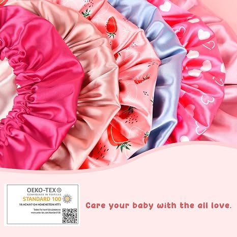 Baby Silk Satin Bonnet Adjustable - Pink Herat