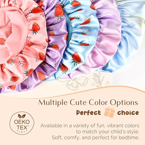 Baby Silk Satin Bonnet Wide Band - Purple+pink