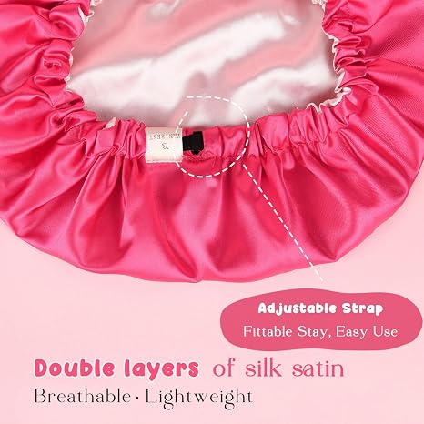 Baby Silk Satin Bonnet Adjustable - Hot Pink