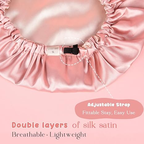 Baby Silk Satin Bonnet Adjustable - Pink