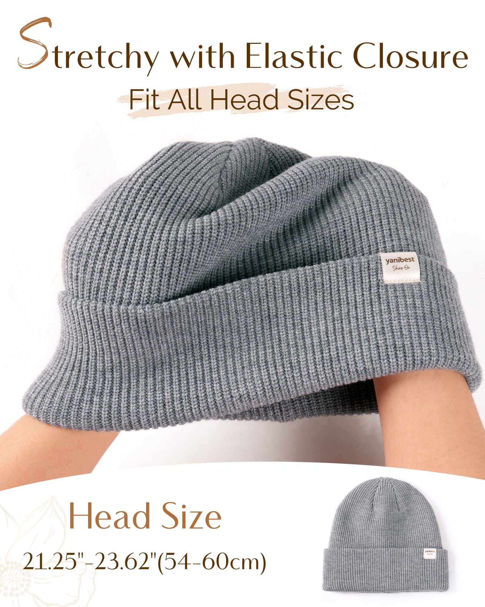 Butter Satin Lined Knit Skull Beanie - Medium Grey