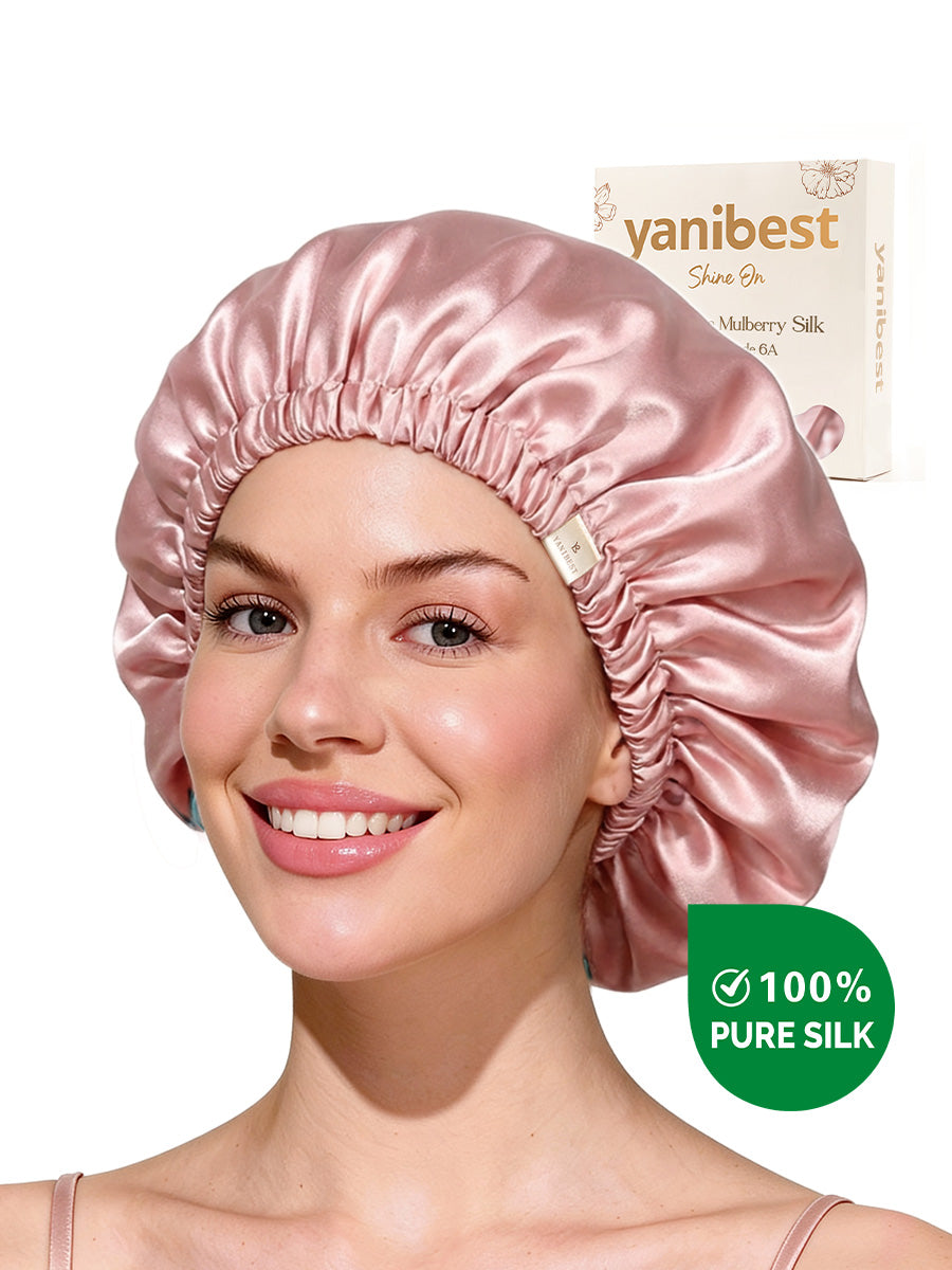 Mulberry Silk Bonnet 22 MOMME Adjustable Elastic - Pink