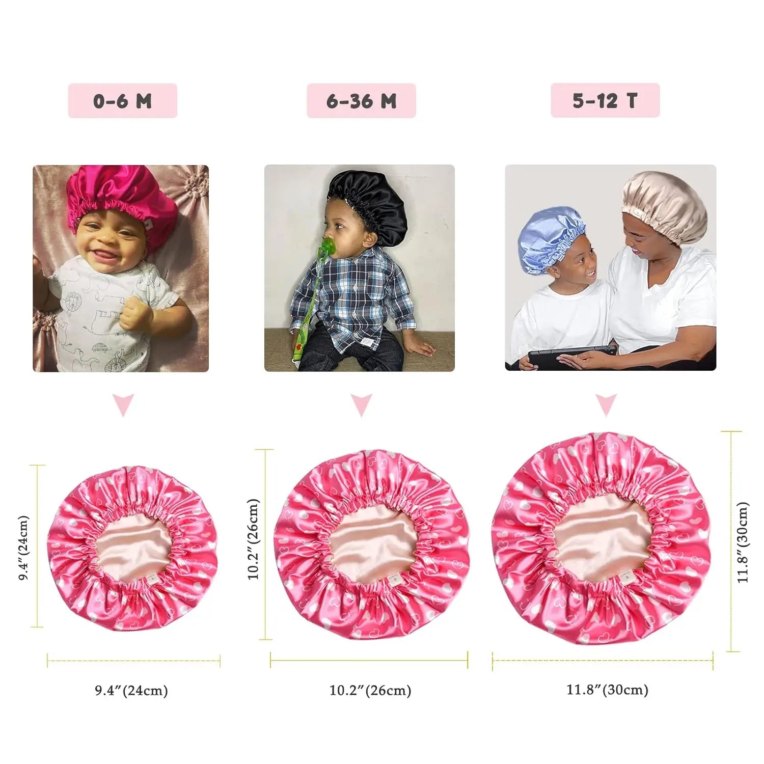 Baby Double Layer Butter Satin Bonnet | Heart YANIBEST