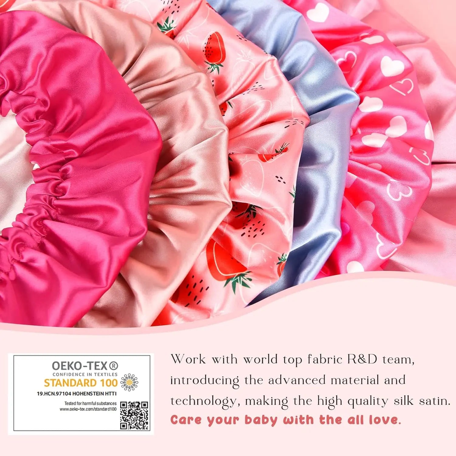 Baby Double Layer Butter Satin Bonnet | Heart YANIBEST