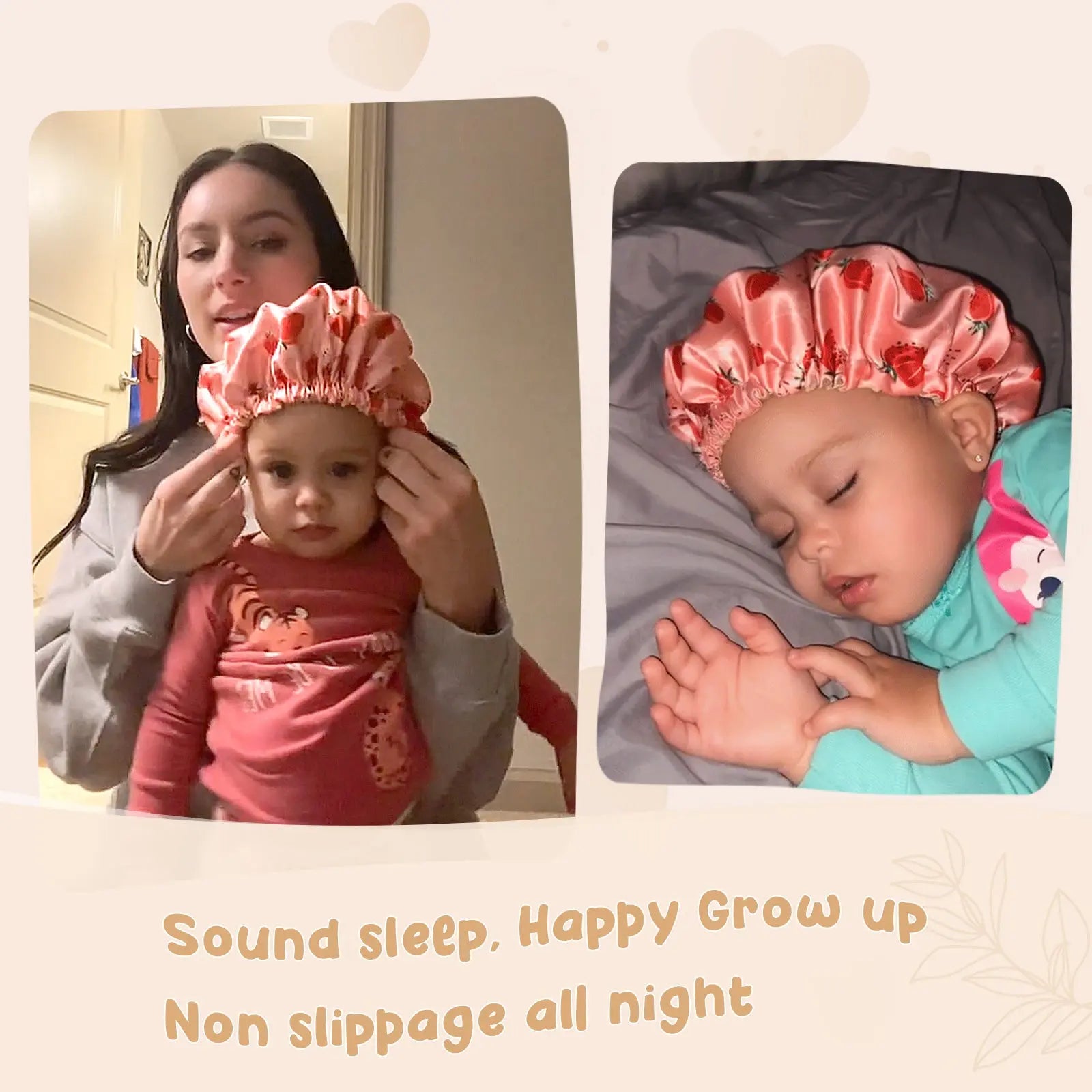 Baby Double Layer Butter Satin Bonnet | Heart YANIBEST