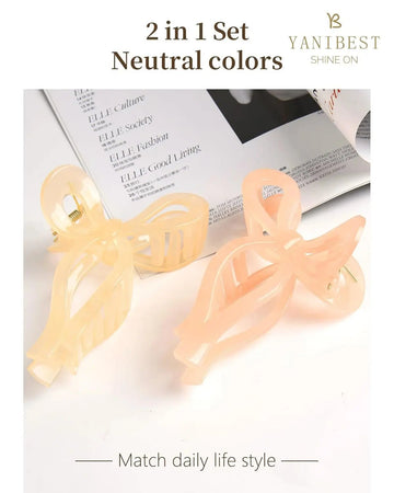 Bow Tie Hair Claw Clip - 2 in 1 Set