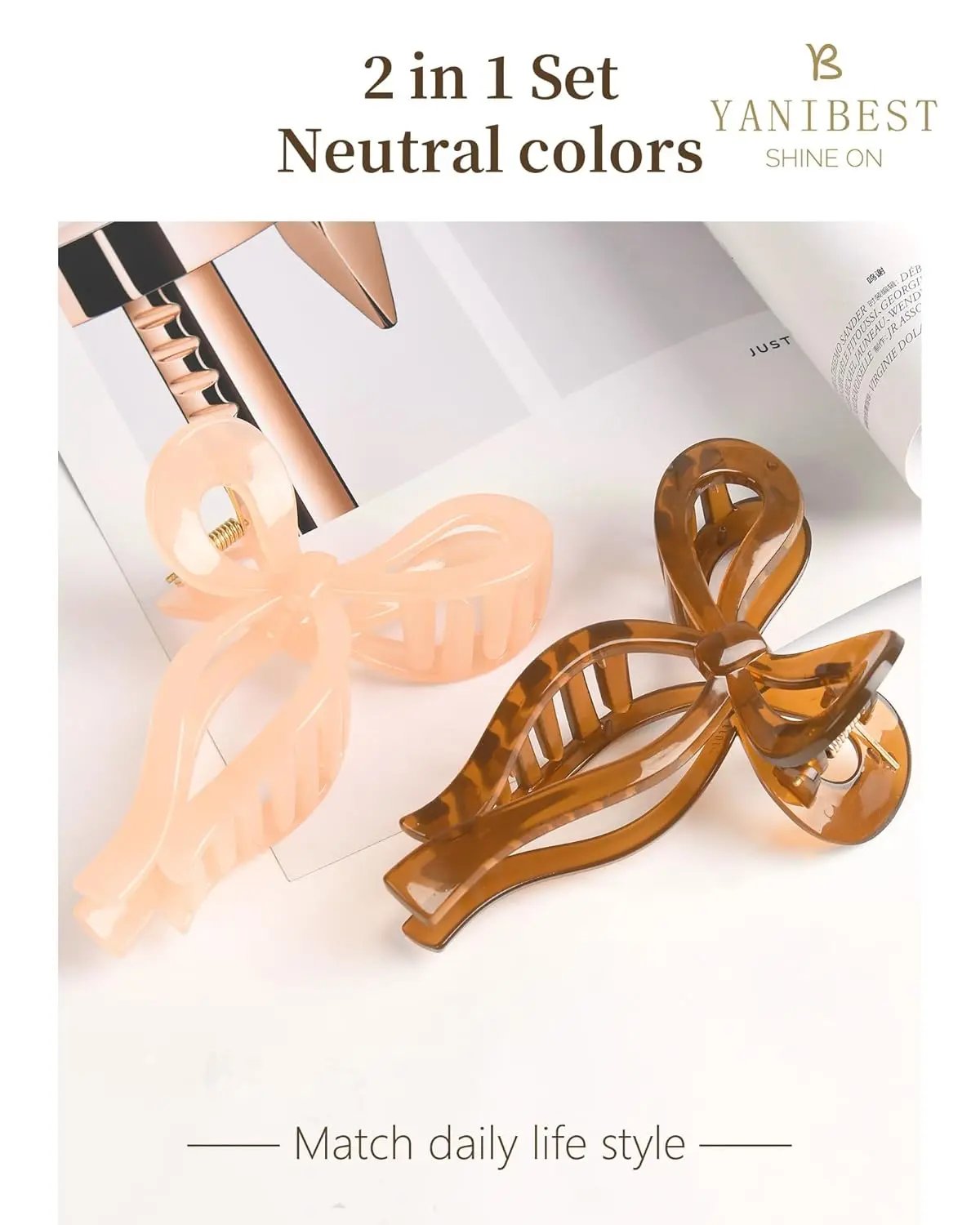 Bow Tie Hair Claw Clip - 2 in 1 Set YANIBEST