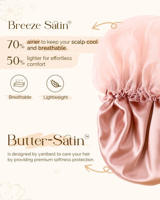 Breeze Satin Bonnet Lace Edge Double Layer Satin Lined Cap YANIBEST