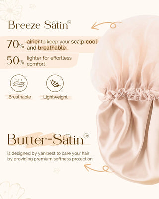 Breeze Satin Bonnet Lace Edge Double Layer Satin Lined Cap YANIBEST