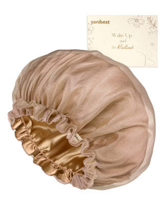 Breeze Satin Bonnet Lace Edge Double Layer Satin Lined Cap YANIBEST 23.99