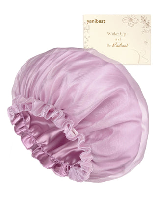 Breeze Satin Bonnet Lace Edge Double Layer Satin Lined Cap YANIBEST 23.99