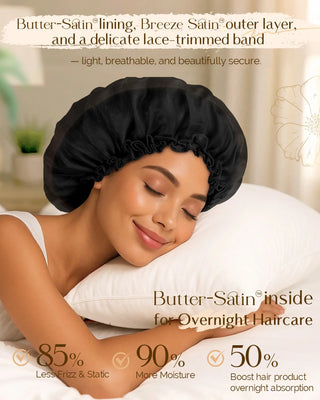 Breeze Satin Bonnet Lace Edge Double Layer Satin Lined Cap YANIBEST