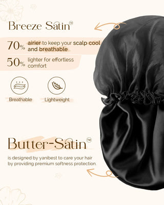 Breeze Satin Bonnet Lace Edge Double Layer Satin Lined Cap YANIBEST