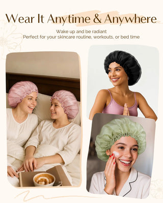 Breeze Satin Bonnet Lace Edge Double Layer Satin Lined Cap YANIBEST