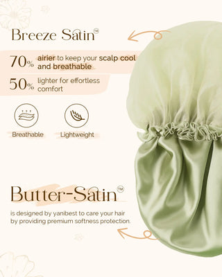 Breeze Satin Bonnet Lace Edge Double Layer Satin Lined Cap YANIBEST