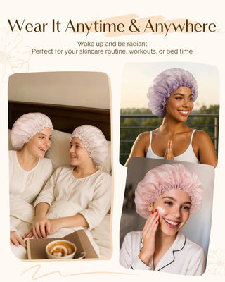 Breeze Satin Bonnet Lace Edge Double Layer Satin Lined Cap YANIBEST