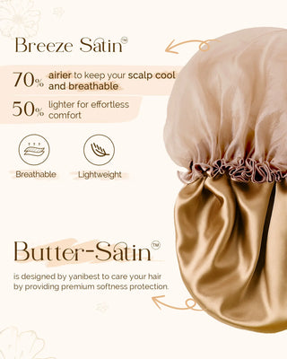 Breeze Satin Bonnet Lace Edge Double Layer Satin Lined Cap YANIBEST