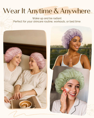 Breeze Satin Bonnet Lace Edge Double Layer Satin Lined Cap YANIBEST