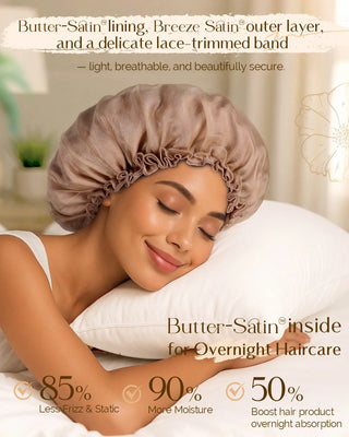 Breeze Satin Bonnet Lace Edge Double Layer Satin Lined Cap YANIBEST