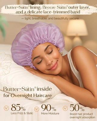 Breeze Satin Bonnet Lace Edge Double Layer Satin Lined Cap YANIBEST