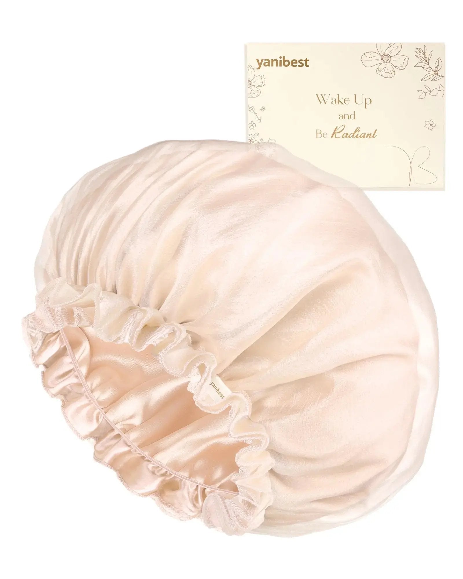 Breeze Satin Bonnet Lace Edge Double Layer Satin Lined Cap YANIBEST 23.99