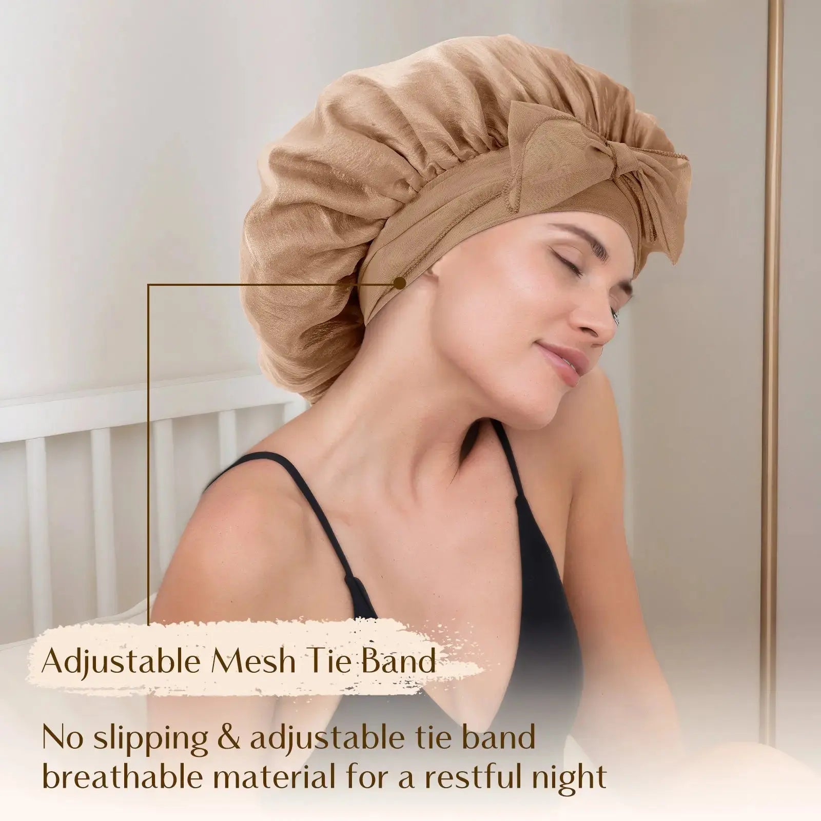 Breeze Bonnet Tie Band Satin Bonnet Breathable, Lightweight YANIBEST