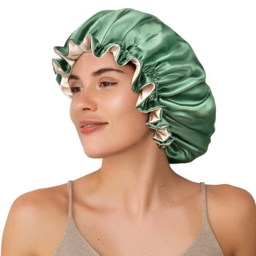 Silk Butter Satin Bonnet Ruffle Edge - Green
