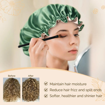 Silk Butter Satin Bonnet Ruffle Edge - Green