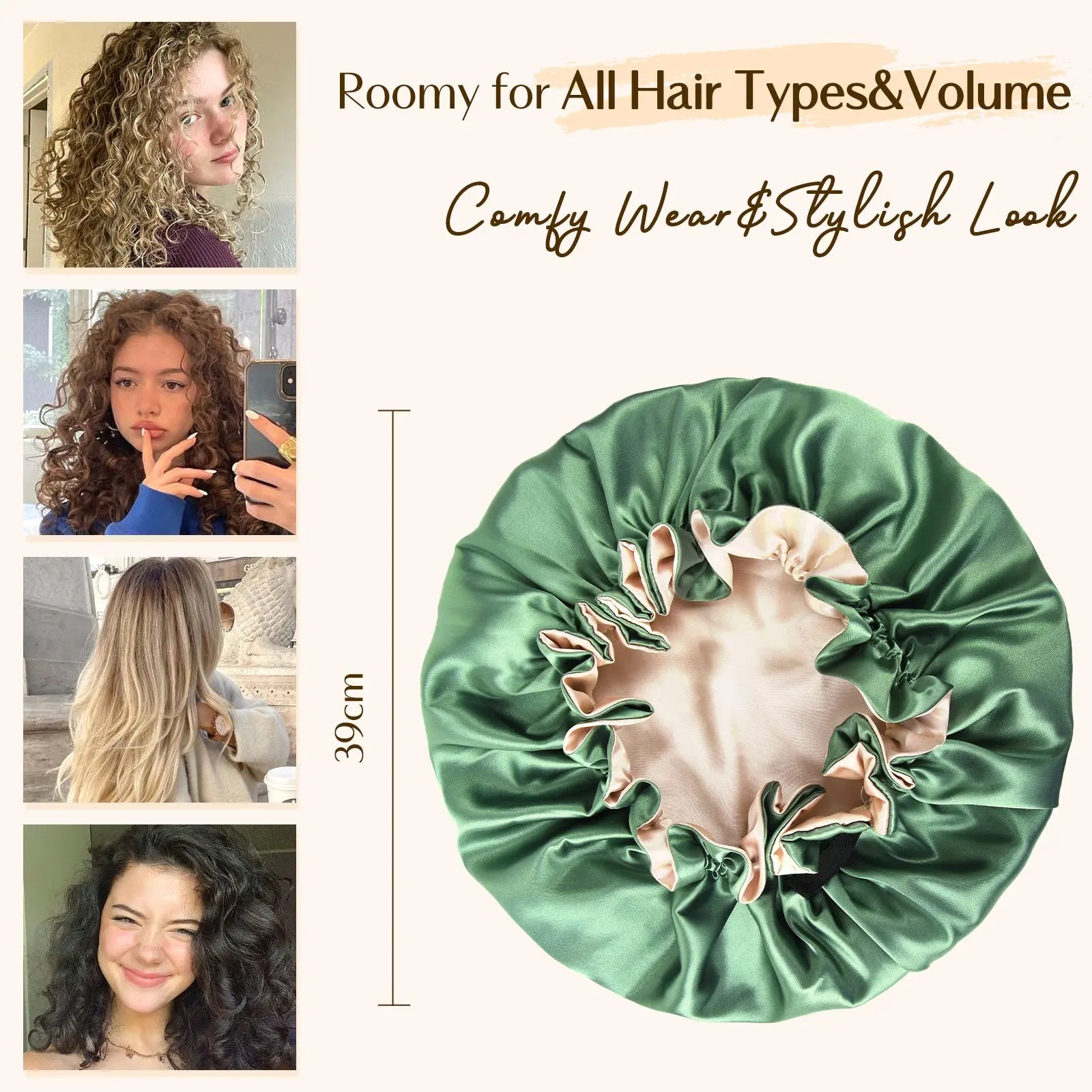 Butter-Satin Blooming Edge Bonnet|  Green YANIBEST