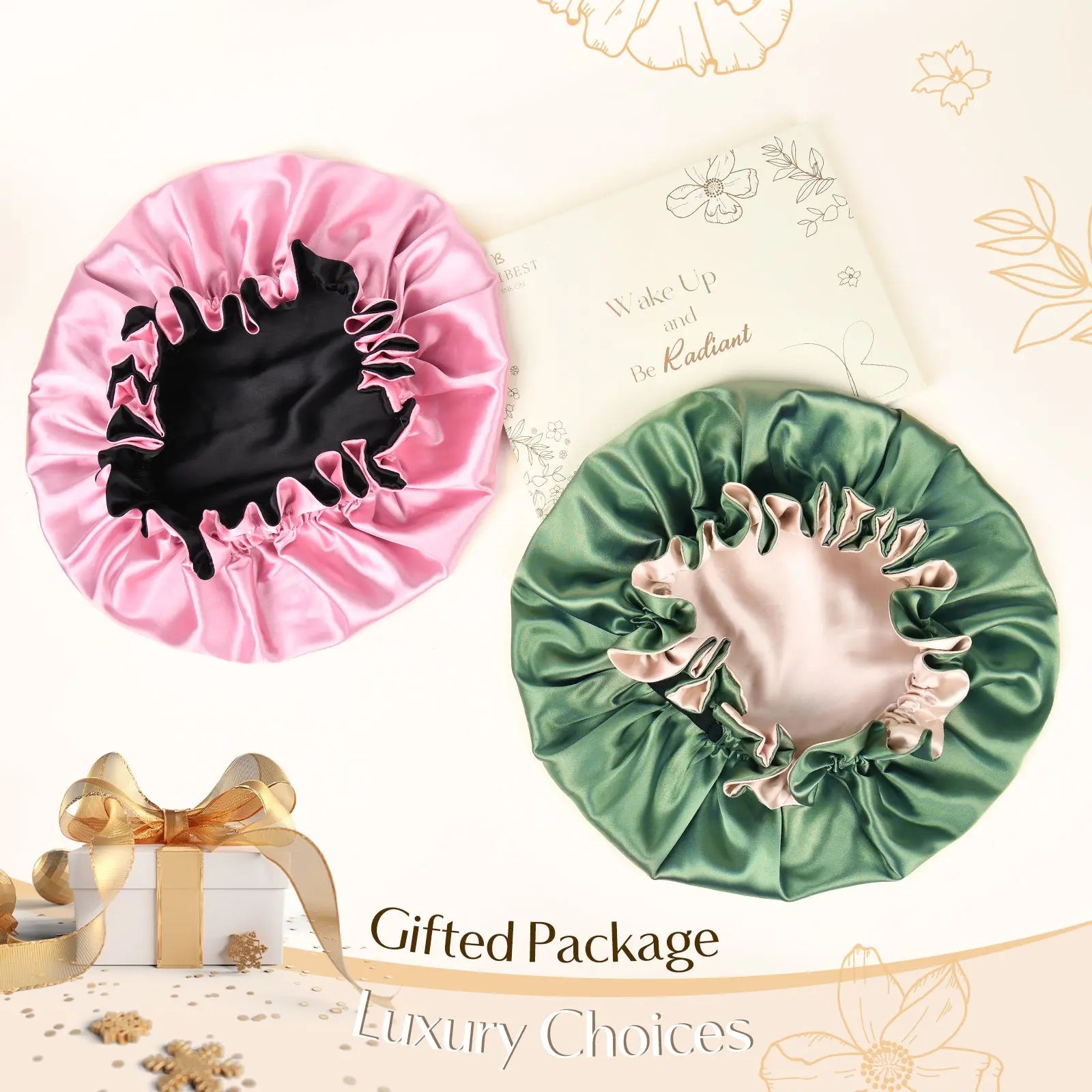 Butter-Satin Blooming Edge Bonnet|  Green YANIBEST