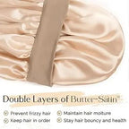 Butter Satin Bonnet Wide Band - Champagne Beige YANIBEST