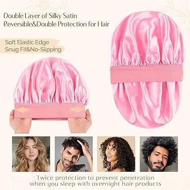 Butter Satin Bonnet Wide Band - Light Rose Pink YANIBEST
