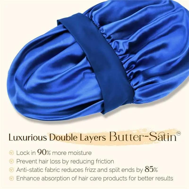 Butter Satin Bonnet Wide Band - Royal Blue YANIBEST