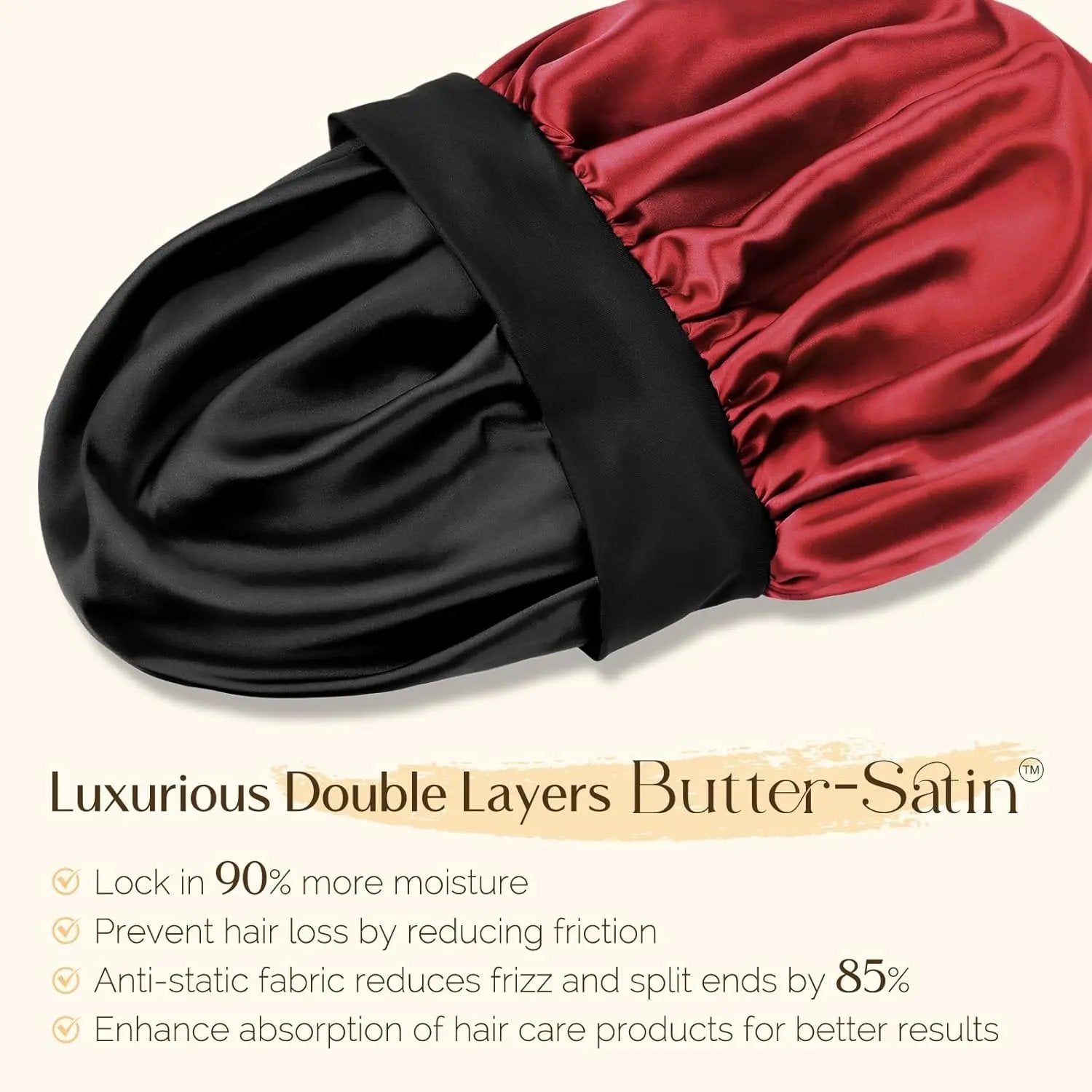 Butter Satin Bonnet Wide Band - Royal Burgendy YANIBEST