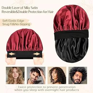 Butter Satin Bonnet Wide Band - Royal Burgendy YANIBEST