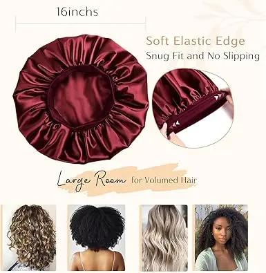 Butter Satin Bonnet Wide Band - Wine Red YANIBEST