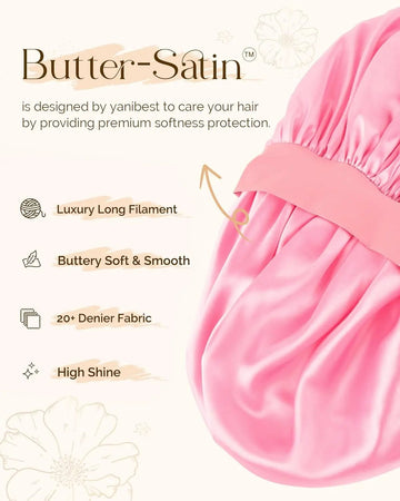 Butter Satin Bonnet with Tie Band - Light Pink