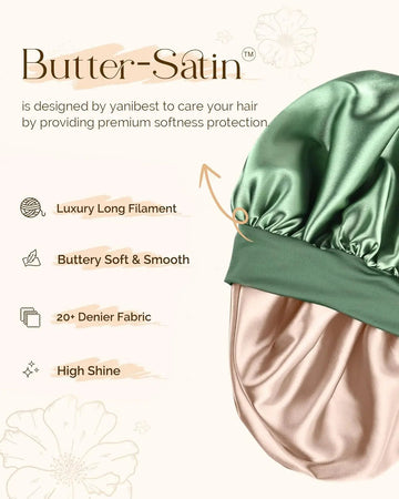 Butter Satin Bonnet with Tie Band - Sage Green