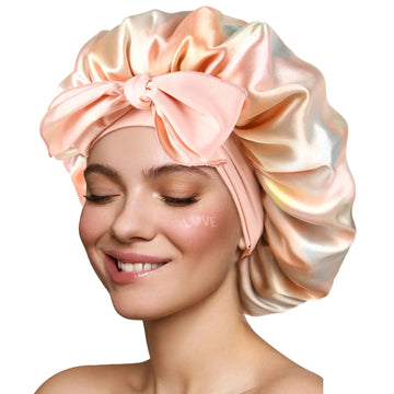 Silk Butter Satin Bonnet with Tie Band - Citrus Dusk