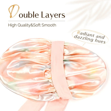 Silk Butter Satin Bonnet with Tie Band - Citrus Dusk