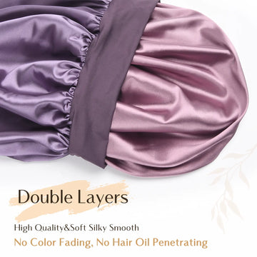 Butter Satin Bonnet Wide Band - Purple